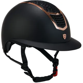 Equestro Eclipse Stone Mat Strass Reithelm - black/rose gold - S (53-55 cm)