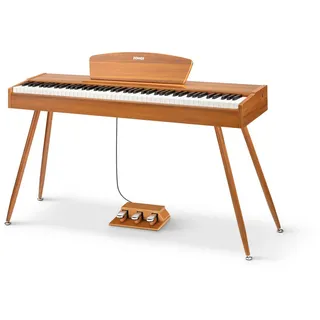 Donner Digitalpiano DDP 80 Upgrade Gewichtete Tasten mit Konzertstrings und Orgelklang (Set, mit Notenständer, Dreifachpedal, Netzteil), für Anfänger,Elektrisches Tastaturklavier zu Hause,128 Polyphonie beige