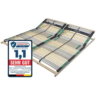 Sleepneo Lattenrost 160x200 PREMIUM STRONG 200 aus Buchenholz (2x Lattenrost 80x200), Kopfteil verstellbar, mit 42 Latten, Made in Germany, bis 200Kg
