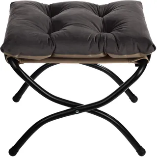 HollyHOME Fußhocker Klappbar Fußablage Fußstütze Faltbar Sitzhocker mit Metallbeinen Fusshocker mit Abnehmbar Gepolsterte Sitzfläche Samt Indoor Outdoor, Dunkelgrau