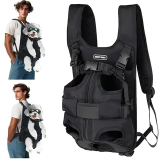 Haustier Rucksack, Hundetrage Verstellbar Hunderucksack Tragbar Atmungsaktives Katzenrucksack, für Klein Mittler Hunde Katze Welpen (Schwarz, L)