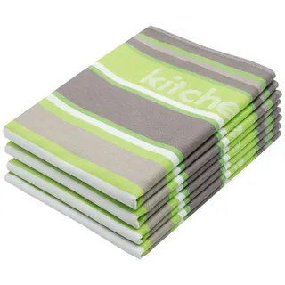 ZOLLNER Geschirrtuch Sine 50 x 70 cm, 100% Baumwolle, grün-grau, gestreift, 4 Stück