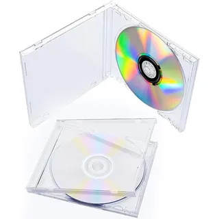 XiyaxiVici 12 Stück 10,4 mm CD DVD Hüllen Standard Kunststoff transparent Jewel Case mit Montiert Klar Tablett Bruchsicher 14,2x12,4x1 cm