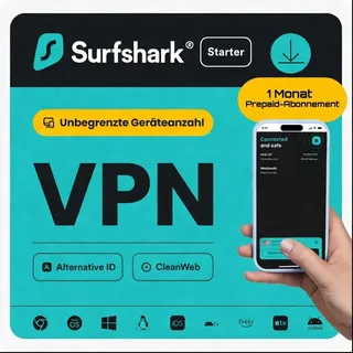 Surfshark Starter VPN | alle Geräte | 1 Monat|Download|Key schnell per eMail|ESD