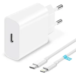 20W iPhone Schnellladegerät, iPhone Ladegerät USB C mit iPhone Ladekabel 2M, USB C Netzteil iPhone Stecker USB C Adapter mit iPhone Schnellladekabel für Apple iPhone 14 Pro Max/14 Plus/13/12 Mini/11/X