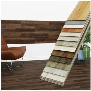 HEXIM - Vinyldielen 0,97m2 Selbstklebend Pvc Wandverkleidung Bodenbelag Holzoptik 91x15cm Paneele: 7 Dielen / 0.97 M2, 1818-6 Mocha Walnut