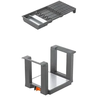 Blum Bundle AMBIA-LINE Messerhalter | für bis zu 9 Messern | Oriongrau + AMBIA-LINE Tellerhalter | verstell- & herausnehmbar | Aufbewahrung für bis zu 12 Tellern | rutschfest & robust | Oriongrau