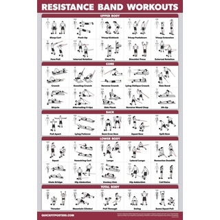 QUICKFIT Widerstandsbänder-Übungsposter –für Fitnessraum, doppelseitig, laminiert, 45,7 x 68,6 cm, laminiert, 18in x 27in