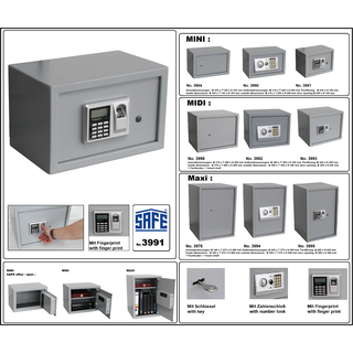 Fingerprint Safe Tresor Wandtresor Möbeltresor Geldschrank SAFE 3991 MINI