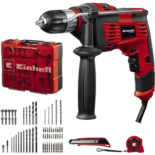 Einhell Schlagbohrmaschinen-Set tc-id 1000 e Kit +64 (1010 w, Drehzahl-Elektronik, 13 mm-Schnellspannbohrfutter, Schlagzahl 48.000 min-1, inkl. 64-tlg.