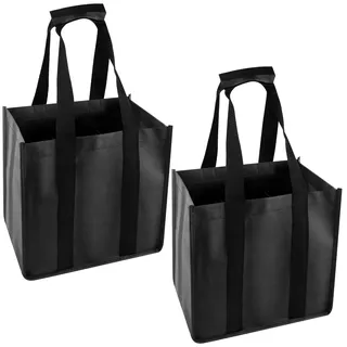 LWMTT Bottlebag Schwarz-6 Fächer, 2pcs Flaschenträger,Flaschentasche 6 Flaschen,Einfaches Recycling der Flaschen, Wasser-Flaschen Tagetasche mit Trennwände,Tasche mit, Flaschenkorb