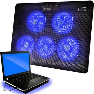 Notebook Kühler Laptop Cooling Pad 2x Lüfter 2x USB Blau LED 12"-15.4" Retoo