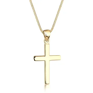 Elli Kette Kreuz Symbol Basic 925 Sterling Silber Vergoldet / Gold