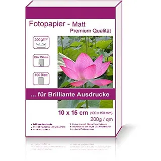 100 Blatt 10x15cm 200g/m2 Fotopapier matt wasserfest Photopapier matte wasserfest photopaper photo paper 200g / m2 200g/qm - 10x15 cm 10 x 15 cm