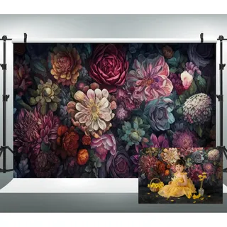 WaW 2.7x1.8m Bunt Blumen Fotoleinwand Hintergründe für Fotostudios Porträt, Fotografie, Fotobox, Fotowand