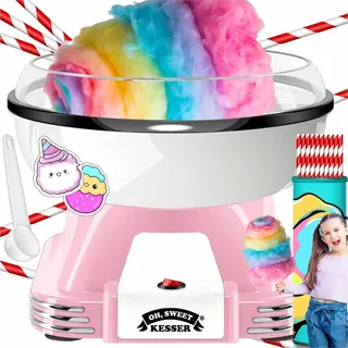 Kesser KESSER® Zuckerwattemaschine Set für dein zuhause - Mit 30x Zuckerwatte Stäbchen & Messlöffel - Retro Cotton Candy Maschine - Zuckerwatte Maschine Mit Zubehör - Höhe 22 cm - 500 W