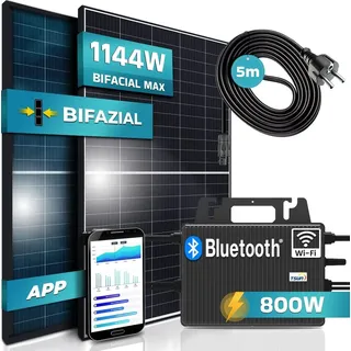 Black Frame BIFACIAL 1144/800W Solaranlage mit 800W TSUN Micro Wechselrichter 2 x 440 W