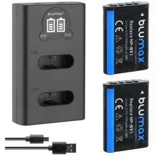 Blumax Set mit Lader für Sony NP-BX1 1100 mAh (3,6V) Kamera-Akku