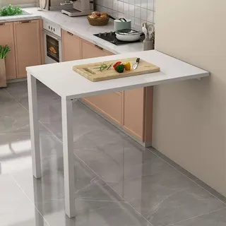 Nordivo Wandklapptisch,Wandklapptisch Küche,Klapptisch Wandmontage,Klapptisch Küche,Wandschreibtisch,Klapptisch Holz,Klappbarer Schreibtisch,Wand Montierter Klapptisch,Platzsparender(White,75x70cm)
