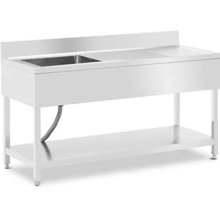 Royal Catering Spültisch - 1 Becken - Edelstahl - 160 x 60 cm -
