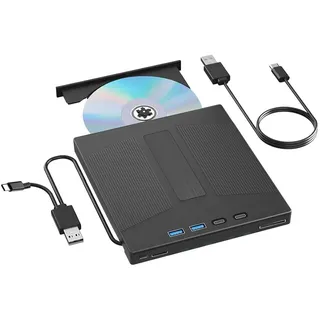Fegtrtyoa 7 in 1 Externer Blu-Ray-Laufwerk 3D Tragbares Externes Blu-Ray-Laufwerk Optisches Blu-Ray-Laufwerk Unterstützt 100G Disc Lesen & Schreiben für PC Laptop