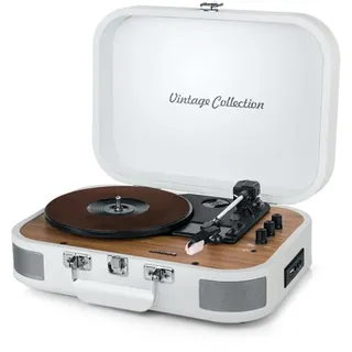 Muse MT-201 WW Plattenspieler mit Bluetooth, eingebaute Stereo Lautsprecher und USB (RCA-Ausgang, AUX-Eingang, Kopfhöreranschluss), weiß, 325945