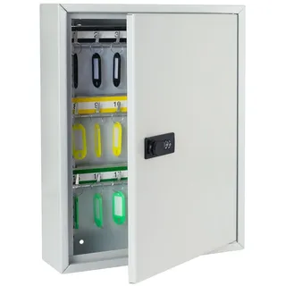 HMF 13642-07 Schlüsselschrank mit Zahlencode, Schlüsselkasten groß, 42 Haken 35 x 27 x 8 cm Lichtgrau