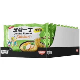 NISSIN Instant Nudelsuppe Demae Ramen Huhn 10x100g Beutel japanischer Art