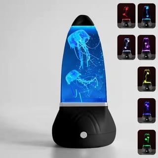 niuniaj Quallen Lavalampe,Quallen Lampen,LED Jellyfish Lava Lamp,7 Farbwechsel-Modi,Stimmungslicht Dekoration für Zuhause Büro Geschenke für Kinder Schwarz