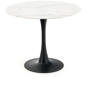 designimpex Esstisch Design Esstisch rund HAA-111 Glasplatte Marmor Schwarz Glas Esszimmer, Esstisch, Esszimmertisch, Tisch, Ausziehtisch, Küchentisch, Esszimmer schwarz|weiß