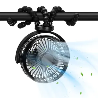 PaPaFboy Kinderwagen Ventilator Baby, Leise Stroller Fan, 20H 3 Geschwindigkeitsstufen,Tragbarer Ventilator 360°Drehbare,Akku Ventilator für Kinderwagen Büro Camping Autofahrt Strand