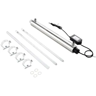 Vevor UV-Wasserreiniger 27 W 22,7 L/min vielseitiger Ultraviolett-Wasserreinigerfilter mit Edelstahlgehäuse, UV-Wasserfilter für das ganze Haus mit Quarzhülle, geeignet zum Duschen/Trinken/Reinigen