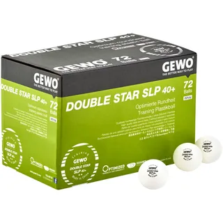Gewo Tischtennisbälle Double Star SLP, Nahtlose Tischtennis Bälle 72 Stück | Professioneller Tischtennisball für Training, 2 Sterne, aus Plastik 40+, weiß
