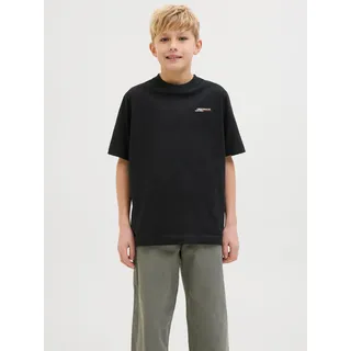 Jack & Jones Junior T-Shirt JACK & JONES JUNIOR "JORISLINGTON TYPE TEE SS CREW N. SN JNR", Jungen, Gr. 140, schwarz, Single Jersey, Obermaterial: 100% Baumwolle, bedruckt, loose fit normal, Rundhals, Shirts T-Shirt