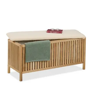 Relaxdays Wäschetruhe 100 l Braun