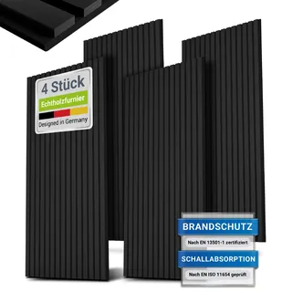 Juskys Wandpaneele Akustik Schwarz 4 St.