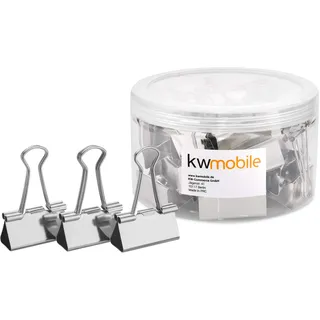 kwmobile 24x Foldback Klammern Set - 24x 41mm - Vielzweckklammer Büro Dokumenten Clips - Metall Maul Klammer Klemmen in Silber