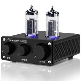 Nobsound Mini HiFi Röhren Vorverstärker: Stereo Audio Preamp der Klasse A mit Bass- und Höhenregelung für Heim Verstärker, Aktivlautsprecher, Desktop Audiosysteme (TUBE-T4C)
