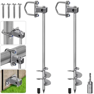 Insaga 2er Zeltheringe, 42cm Zelt Heringe Erdnägel Stabil Lang Erdanker Bodenanker Schraubheringe Zelthaken für Trampolin/Schaukel/Camping/Schuppen/Hund/Carport mit Fester Schlaufe