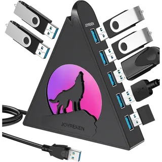 7 Ports USB Hub,JoyReken USB 3.0 verlängerung mit verlängertem 60cm Kabel,USB Verteiler für Laptop, MacBook, Xbox, PS4/5, Flash Drive, XPS, PC, Flash Drive,Gamepad, Printer, Kamera,Tastatur, Maus