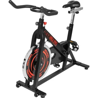 Gorilla Sports GORILLA SPORTS® Heimtrainer Fahrrad - Ergometer, 13kg Schwungrad, Stufenloser Widerstand, Sitz/Griff verstellbar - Fitnessfahrrad, Fitnessbike, Hometrainer, Indoor Cycling Bike, schwarz|rot