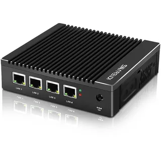 Sharevdi lüfterloser Firewall-Mini-PC mit Intel J4105 Quad-Core, 4X Intel 2,5-GbE-i226-V-LAN-Anschlüsse, AES-NI-Netzwerk-Gateway-Test mit pfSense/opnSense (Kein DDR4-RAM Keine mSATA-SSD Kein System)