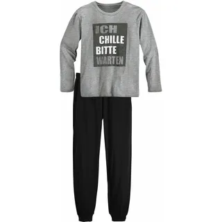 AUTHENTIC LE JOGGER Pyjama 2 Schlafanzug mit Spruch "Ich chille bitte warten", schwarz