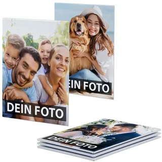 Fotomagnet selbst gestalten - mit Bild und Text - Kühlschrankmagnet Personalisieren mit Foto und Wunschtext - 5 Stück | Hochformat, 6 x 8 cm