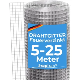 KrapTrap Volierendraht Drahtgitter I verzinkt I 12x12 I stabiler Kaninchendraht I Wühlmausgitter I Kleintierzaun Hasengitter Hühnerdraht (0,5m x 5m)