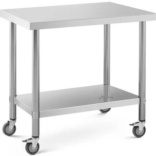 Royal Catering Edelstahltisch mit Rollen 60 x 90 cm