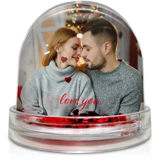Schneekugel Mit Foto. Weihnachtskugel Foto. Personalisierte Schneekugel. Originelles Weihnachtskugeln. Personalisierte Kugel Mit Bild 9,5x9x8cm Herzen