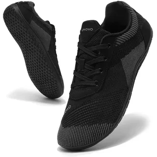 Uwowd Barfuss Schuhe Damen Breite Zehenbox Barfußschuhe Herren mit Zero-Drop-Sohle Leicht Bequem Fitnessschuhe rutschfest Atmungsaktiv Minimalschuhe für Sport Outdoor Alltag Schwarz 39 - 39 EU