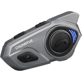 CHUANYUE X2 Motorrad Bluetooth Headset, Helm Kommunikationssystem für 2 bis zu 4 Personen in Reichweite von 1200m, Motorradhelm Gegensprechanlage mit HiFi/Musik Teilen/FM/Sprachassistent, Einzelpack