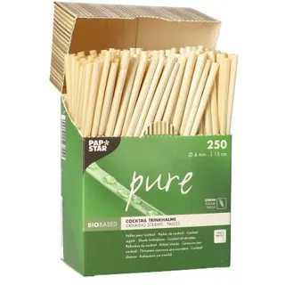Papstar Cocktail Trinkhalme Ø 4 mm 250 St. Natur/Grün